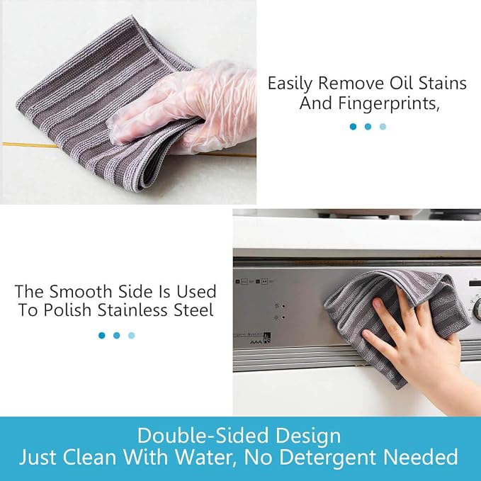 ZHIDIAN Stainless Steel Microfiber Cloth Double-Sided Cleaner Rag, Non-Scratch - Image 3