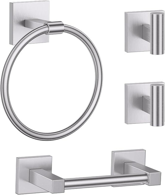 Towel Ring Set 4 Piece Bathroom Hardware Set Includes Towel Ring 2 Towel Hooks by LairuierBathroomHardwareSet