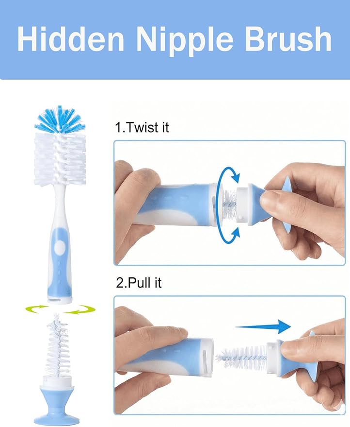 Baby Bottle Brush Set 4 in 1, Baby Bottle Cleaner, - Image 3