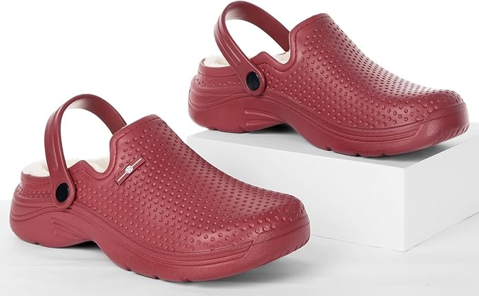 Womens Mens Fur Lined Clogs Waterproof Garden Shoes Winter Warm Fleece Lining - Image 6