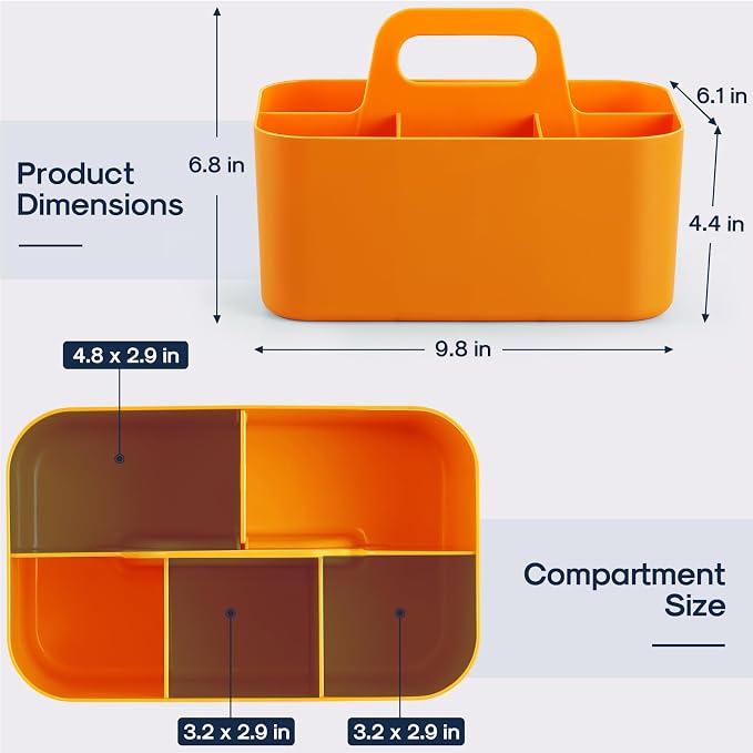 Multiuse Caddy Organizer with Handle, Stackable Plastic Tote Bin - Image 5
