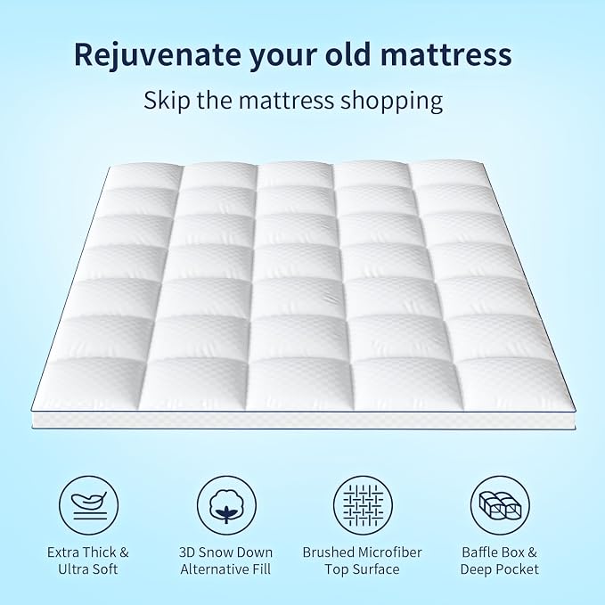Mattress Topper Twin XL Mattress Pad Cover Mattress Protector - Image 3