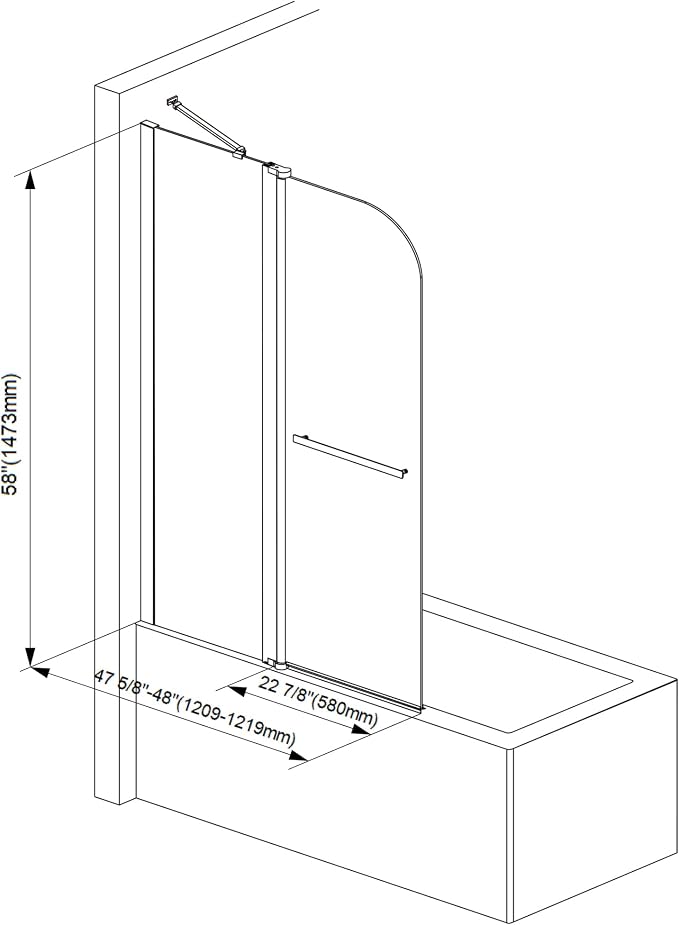Sunrosa Pivot Matte Black Bathtub Door, Frameless Tempered Glass Bifold Shower - Image 7