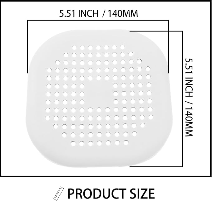 2 Pack 5.5 Inch / 140mm Drain Hair Catcher, Silicone Sink Drain Strainer Square - Image 5