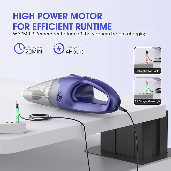 Handheld Vacuum Cordless Rechargeable – 6000Pa Mini Hand Held Vacuum, LED Light - Image 6