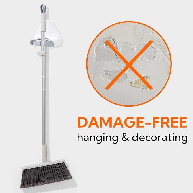 hookay 10lbs Broom and Mop Grippers Wall Hooks, 4 Hangers and 12 Adhesive Strips - Image 6