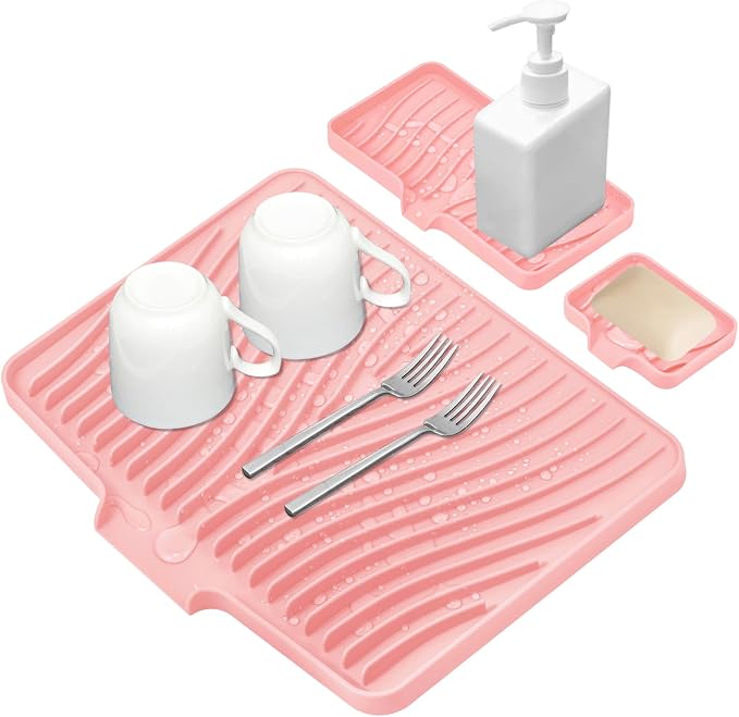 Silicone Dish Drying Mat for Kitchen Counter, Dish Drying Pad, Non-Slip Drain by TIKNIKHomeOutdoor