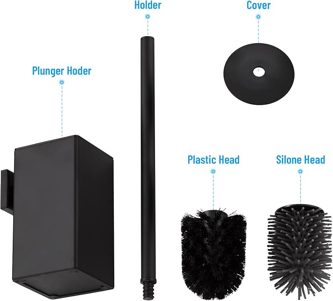 BVL Toilet Brush and Holder Black Toilet Bowl Brush - Image 2