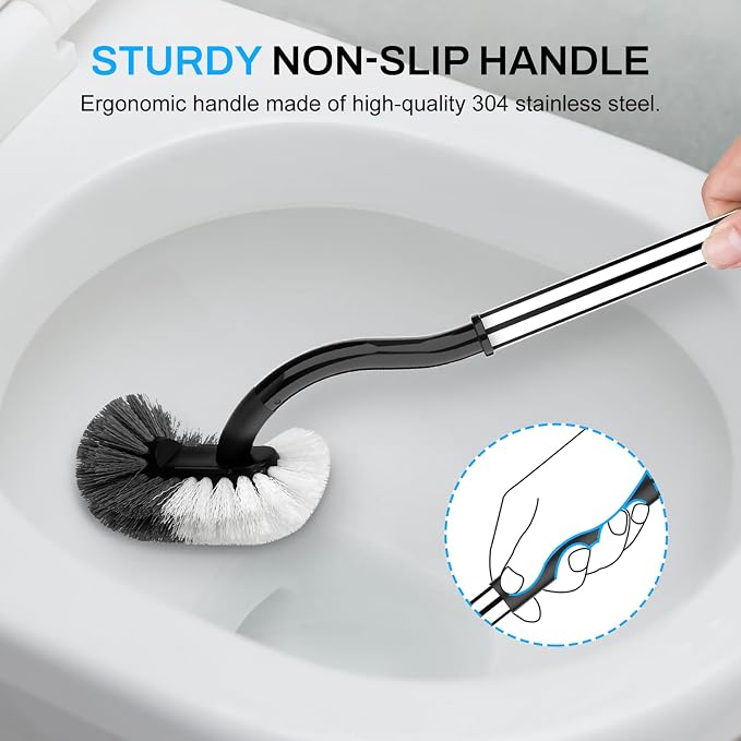 SetSail Toilet Brush and Holder Set, Compact Size Curved Toilet Bowl Brush - Image 6