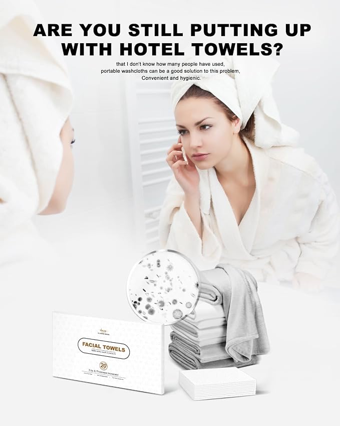 Disposable Face Towel, Biodegradable Facial Towels 9.8"×9.8", Makeup Remover - Image 9