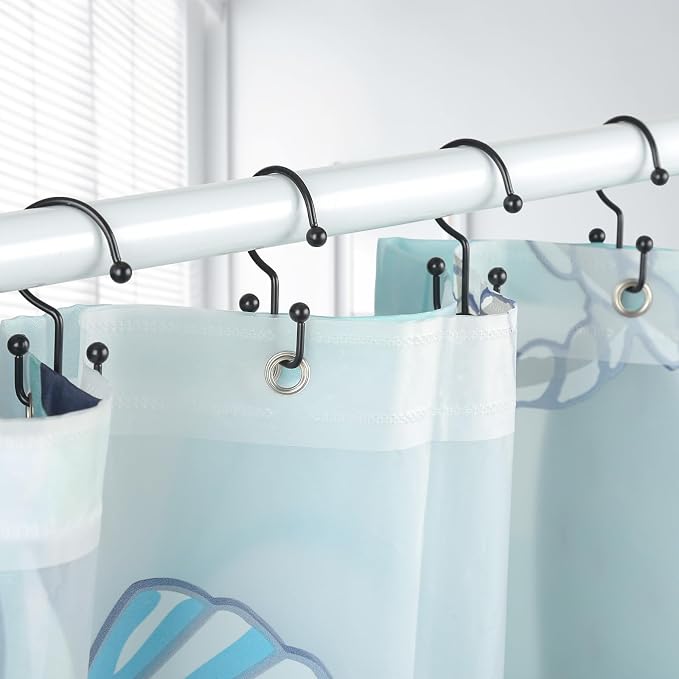 24 Pcs Shower Curtain Hooks, Goowin Shower Curtain Rings, Durable Black Shower - Image 6