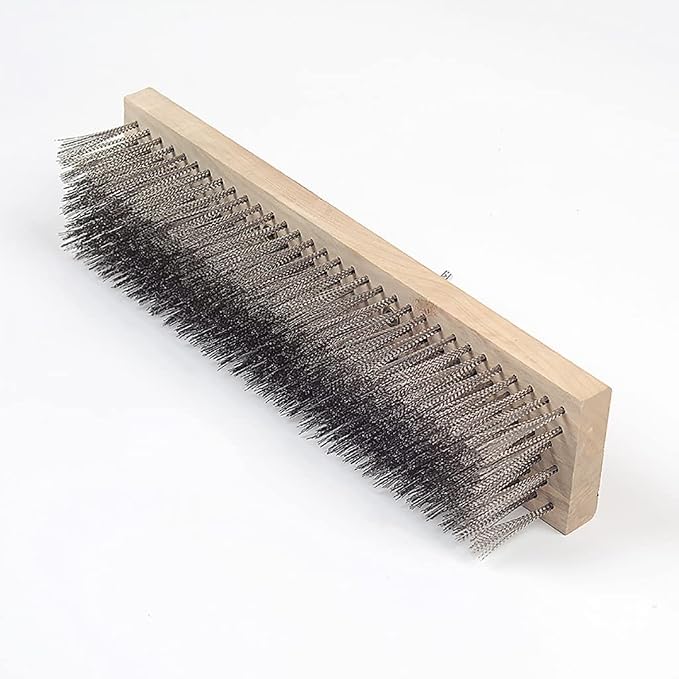 16" Heavy-Duty Rough Surface Floor Brush, Stainless Steel Wire Large Deck Scrub - Image 3