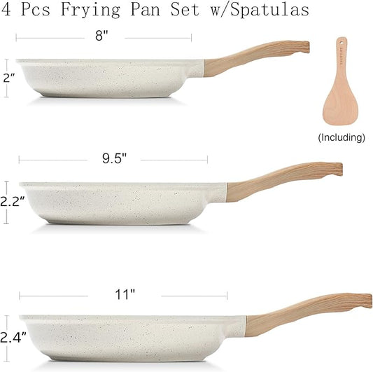 ESLITE LIFE Nonstick Ceramic Frying Pans Skillets Set, Non-Toxic Egg Omelette - Image 2