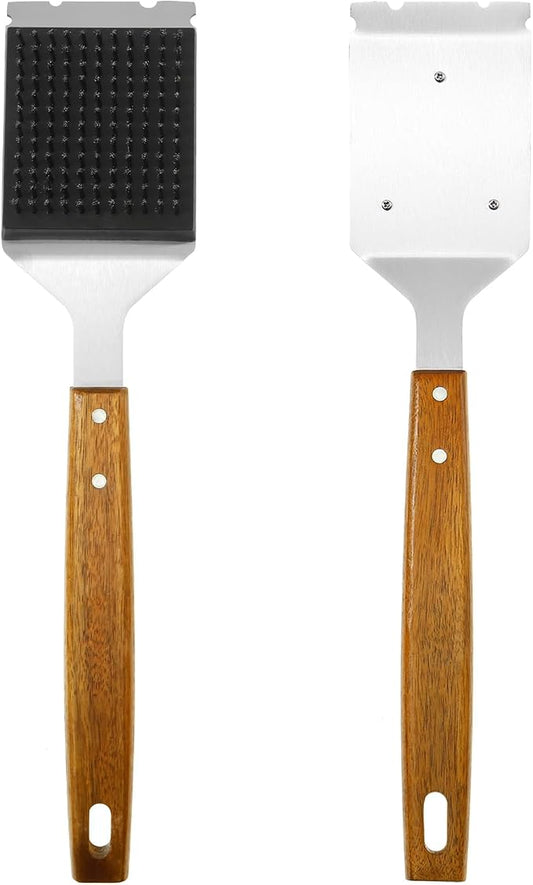 2Pcs Grill Cleaning Brush Set Ergonomic BBQ Brush and Scraper by Unknown