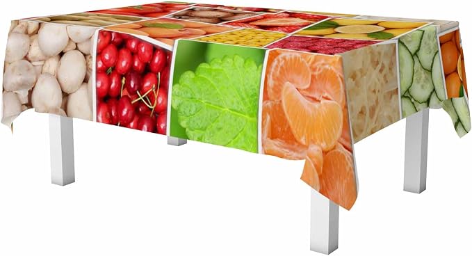Fruits Vegetables Party Table Cloth Rectangle Table Apples Oranges Lemons by Unknown
