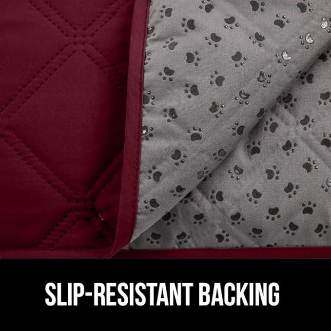 GORILLA GRIP Waterproof Bed Cover for Dogs, 102x82, Gripped Slip Resistant Backing, Leak Proof Washable Dog Blanket Covers Sofa, Couch, Sectional, Crate, Car, RV Seats, Pet Puppy Essentials, Burgandy