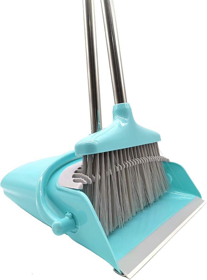 Extendable Long Handle Broom and Dustpan Set, Stainless Lightweight Upright by HOMEIMPROVEMENT