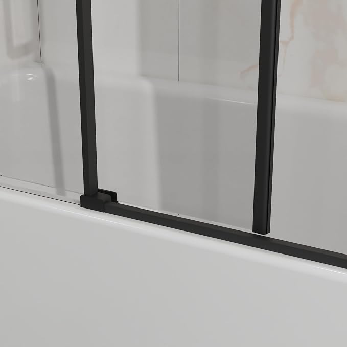 Semi-Frameless Sliding Bathtub Door 60" W x 58" H, 1/4" Clear Tempered Glass - Image 6