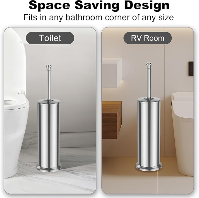 Silver Toilet Brush and Holder，Long Handled Gold Toilet Brush - Image 7