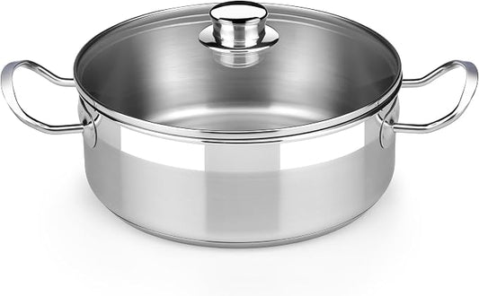 BRA COOKWARE Profesional 18/10 Stainless Steel Stock Pot w/Glass Lid | 8 Inch by BRACookware