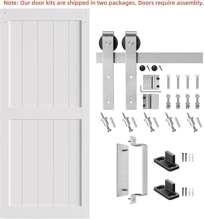 SmartStandard 38 x 84 inch White Sliding MDF Barn Door - Image 5