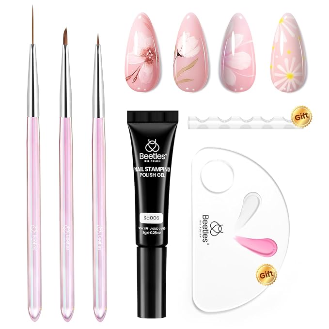 Beetles Nail Art Brushes Set for Gel Polish 3 Pcs Nail Art Design Pen and One by beetlesGelPolish