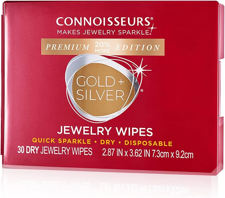 CONNOISSEURS Premium Edition Compact Jewelry Wipes No Rinse Gold and Silver by CONNOISSEURS