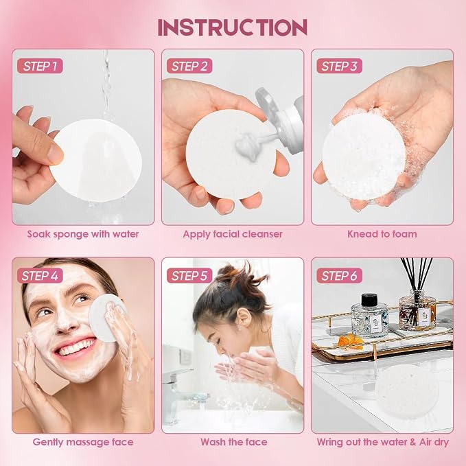 AIDEA Compressed Facial Sponges 96Count White, Face Sponges - Image 3