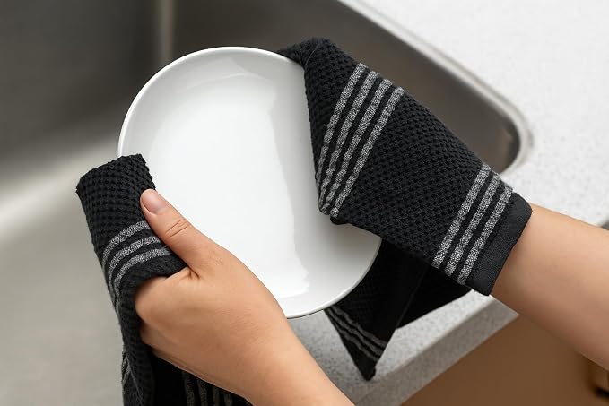 Serafina Home Black Kitchen Hand Dish Towels: Oversized 18" x 28", 100% Cotton - Image 8