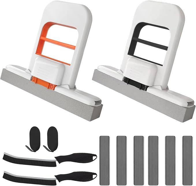 Mini Mop and Cleaning Brush Set, Foldable Self-Squeeze Sponge Mini Mop & Hard by Unknown