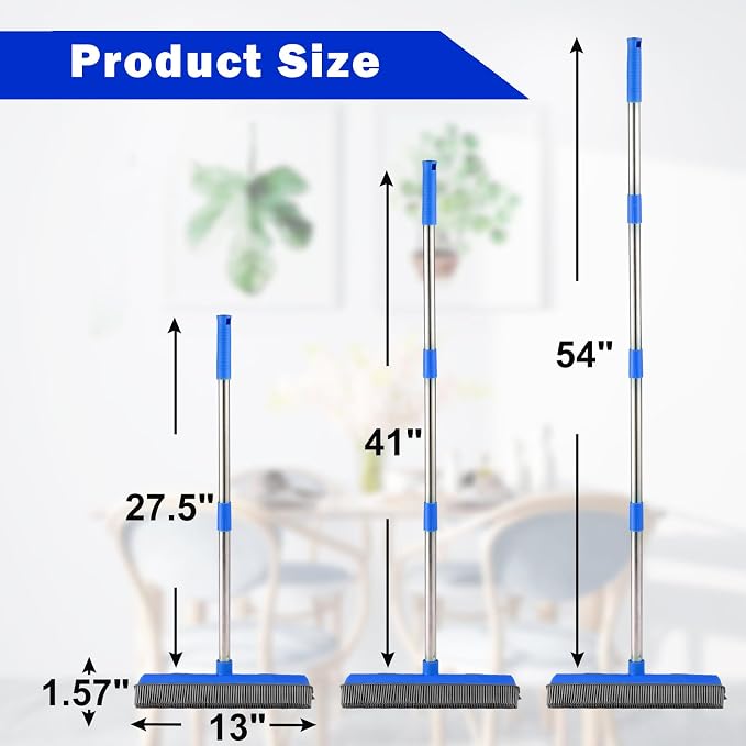 57" Rubber Broom for Pet Hair Removal, 2-in-1 Floor Brush & Squeegee, Extra - Image 3