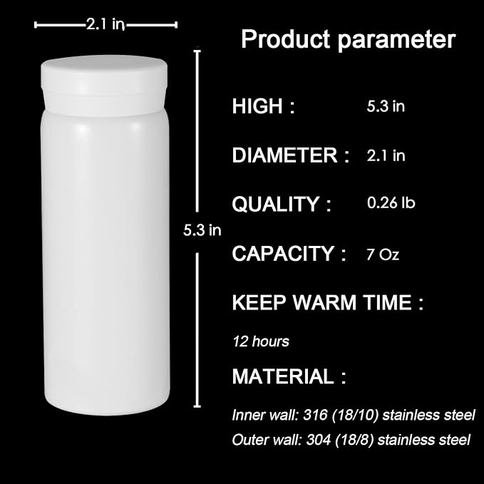 Mini Thermos Cute Water Bottle - 7 oz Tiny Insulated Vacuum 18/10 Stainless - Image 2