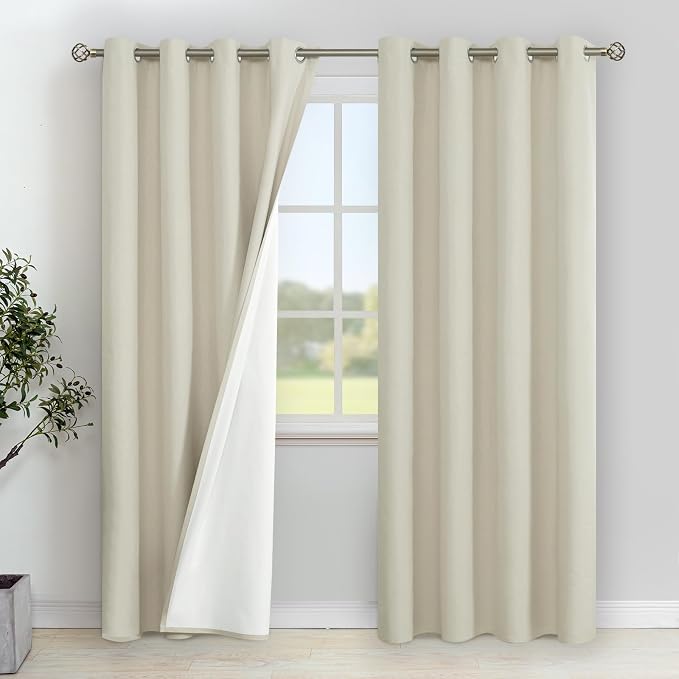 YoungsTex 80 Inch Length Linen 100% Blackout Curtains by YoungsTex