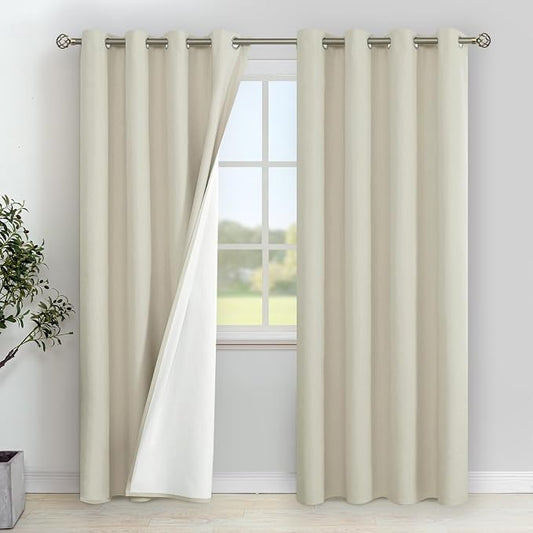 YoungsTex 80 Inch Length Linen 100% Blackout Curtains by YoungsTex
