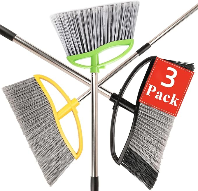 3 Pack Wide Heavy Duty Angle Broom by CHANHOO