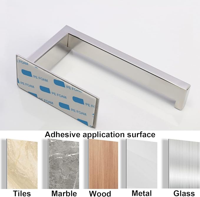 Toilet Paper Holder, Self Adhesive Tissue Holder Stainless Steel Rustproof - Image 3