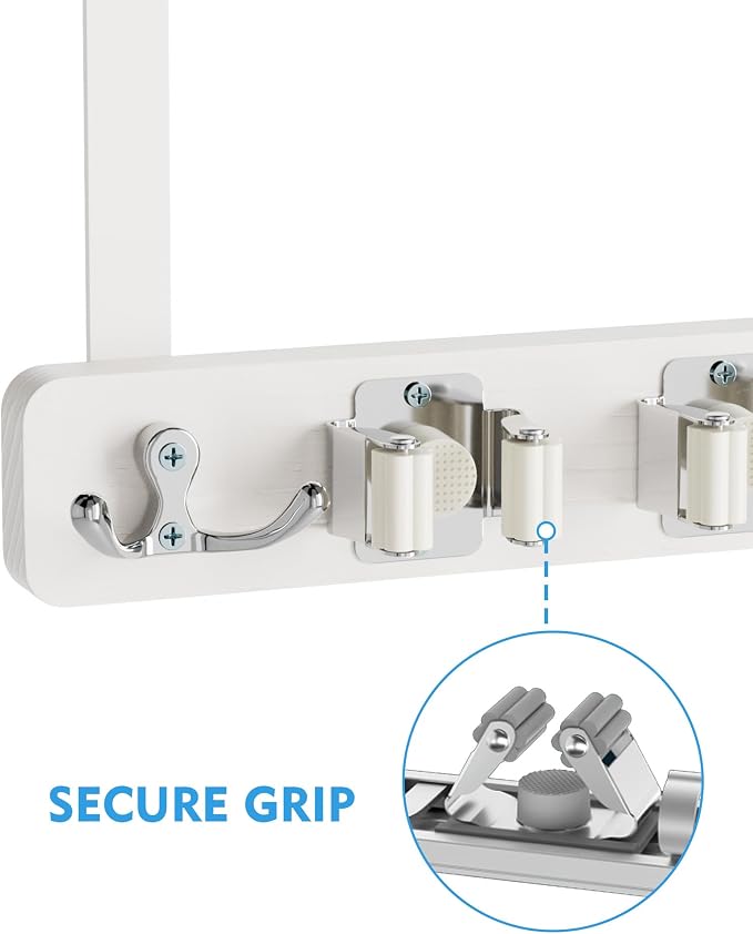 Over the Door Broom Holder, Mop and Broom Holder Door Mount, Hanging Organizer - Image 4