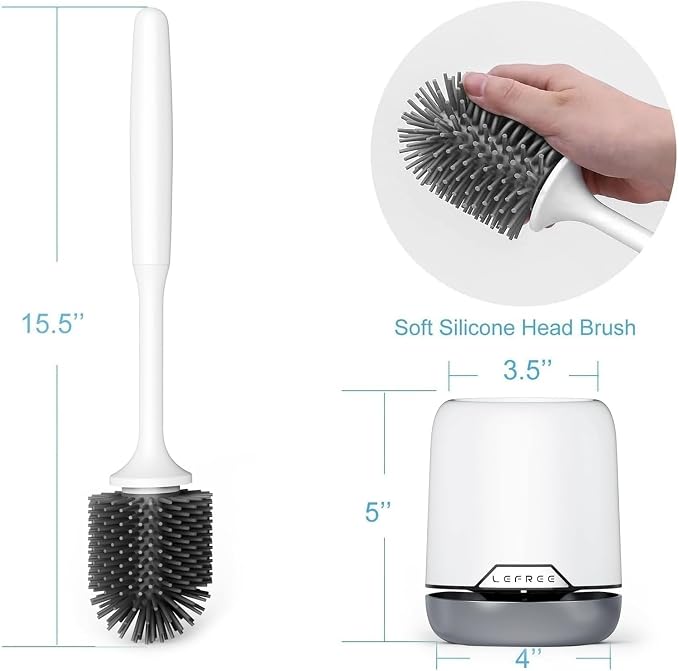 Lefree Silicone Toilet Brush and Holder, Bathroom Cleaner Brush Set, Non-Slip - Image 9