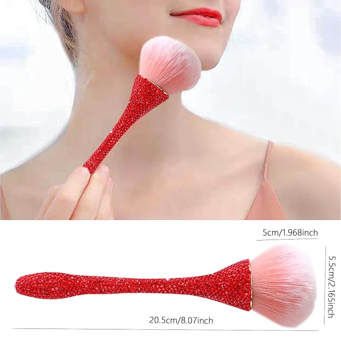 WOKOTO 1pcs Red Rhinestone Nail Dust Brushes - Image 2