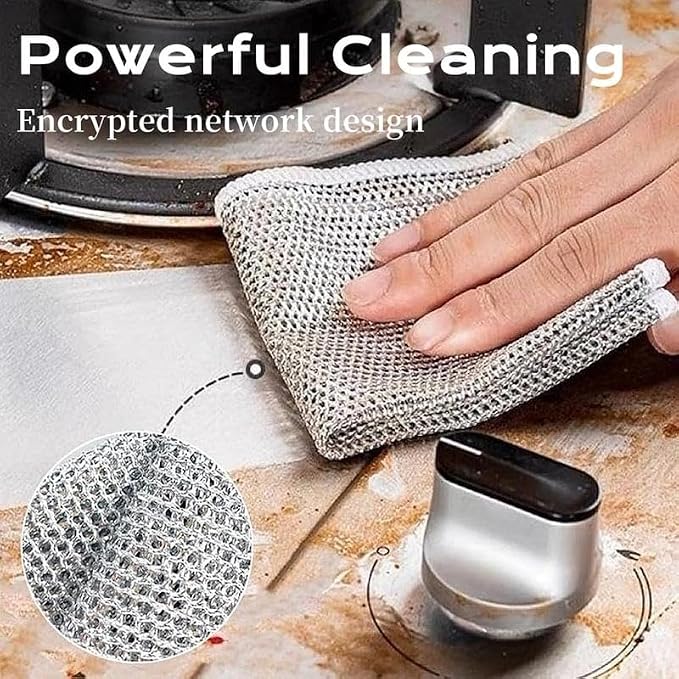 Reusable Non Scratch Wire Dishcloth, Double-Layer Stainless Rag, Kitchen - Image 7