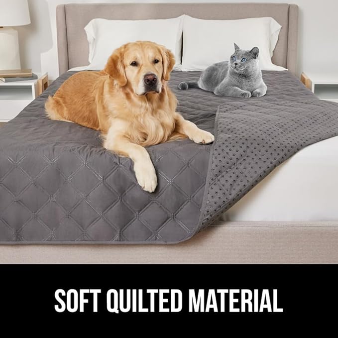 GORILLA GRIP Waterproof Bed Cover for Dogs, 82x52, Gripped Slip Resistant Backing, Leak Proof Washable Dog Blanket Covers Sofa, Couch, Sectional, Crate, Car, RV Seats, Pet Puppy Essentials, Charcoal