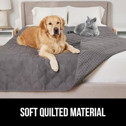 GORILLA GRIP Waterproof Bed Cover for Dogs, 82x52, Gripped Slip Resistant Backing, Leak Proof Washable Dog Blanket Covers Sofa, Couch, Sectional, Crate, Car, RV Seats, Pet Puppy Essentials, Charcoal