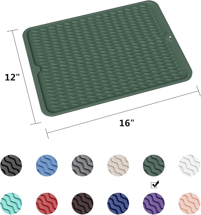 ZLR Silicone Dish Drying Mat for Kitchen Counter, Eco-Friendly Fast Dry Dish Mat - Image 6