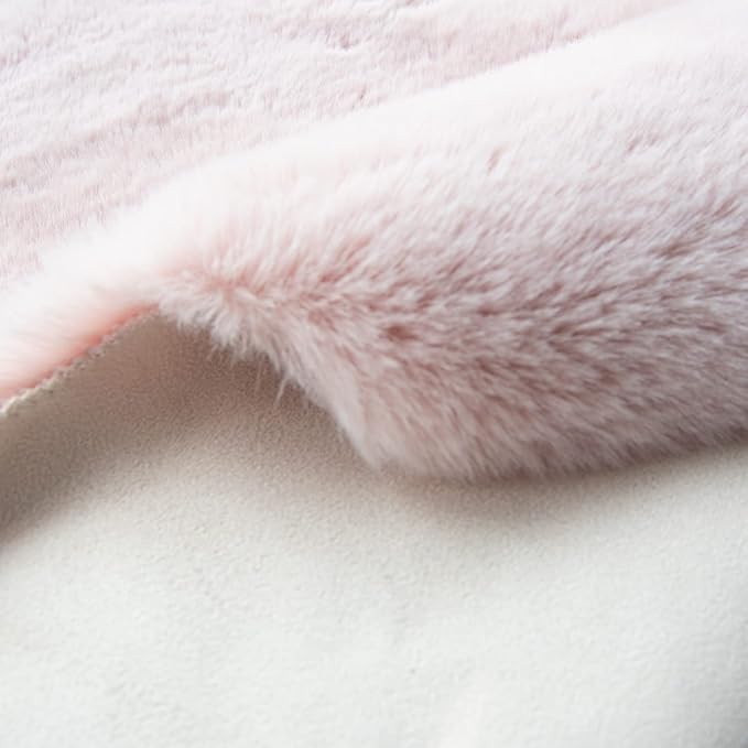Pink Washable Fluffy Rugs for Bedroom Small Circle Faux Rabbit Shag Fur Area Rugs for Living Room Nursery Round Rug 3ft Rug