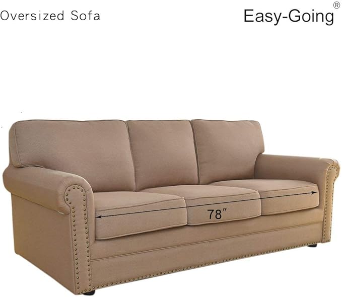 Easy-Going Reversible Oversized Couch Cover for 3 Cushion Couch Sofa Cover for Dogs Water Resistant Furniture Protector Cover with Foam Sticks for Pet (Oversized Sofa, Chocolate/Beige)