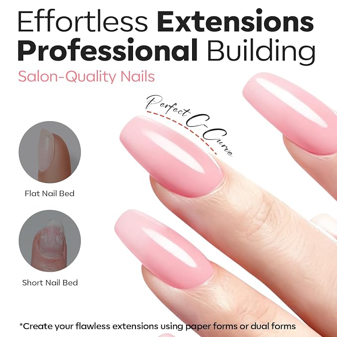 modelones Builder Nail Gel 3 Colors French Tip, 10-in-One Builder Clear Nude - Image 6