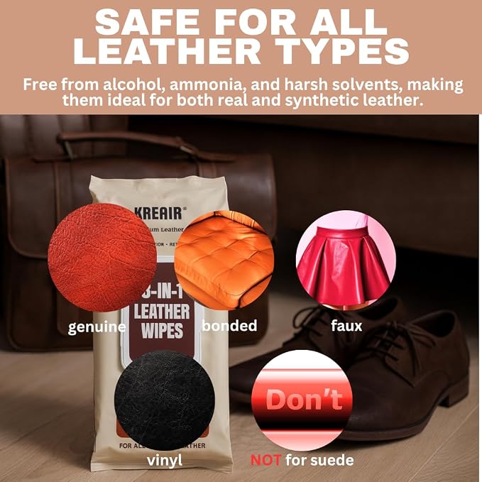 3in1 Leather Wipes 150 XL Count, Condition & Restore Shine, Extra-Large 8"x10" - Image 7