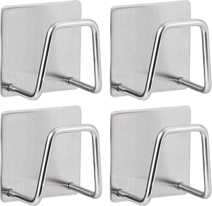 Adhesive Sponge Holder for Kitchen Sink, SUS304 Stainless Steel Scrubber Hanger by Luckyiren