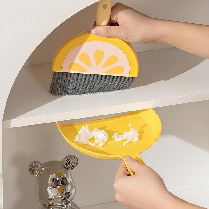 1Pcs Small Broom and Dustpan Set Cute Little Yellow Green Hand Mini Broom and - Image 4