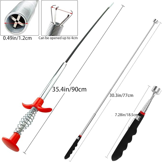 Magnetic Pickup Tool and Grabber Set, 35-inch Flexible Claw, 30-inch - Image 2